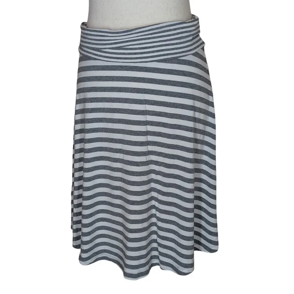 Gap Women's Grey White Stripe Foldover Waist Skirt Sz M Retro Preppy Y2K Skater